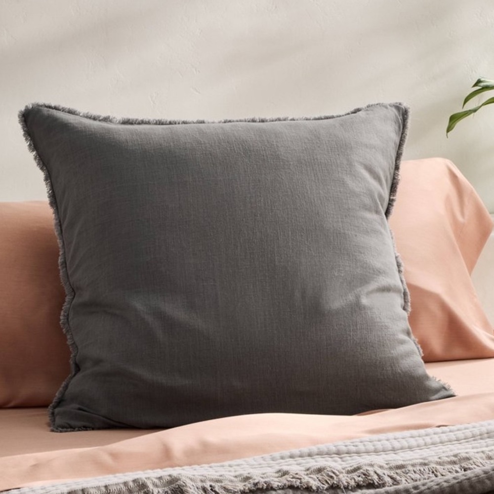 Casaluna Gray Linen Cotton Euro Pillow Sham